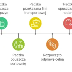 Śledzenie przesyłki: od informacji o nadanej paczce, przez magazyn, sortownię, odprawę celną, aż do punktu odbioru.