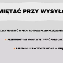 Jak wysłać paletę kurierem? Pamiętaj: musi być gotowa, przedmioty w obrysie, a miejsce odbioru dostępne.