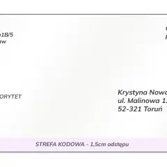 Koperta z adresem nadawcy Jan Kowalski i odbiorcy Krystyna Nowak. List kurierem, priorytet.