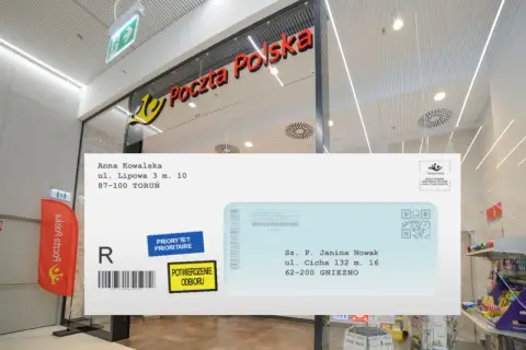 Jak wpisać kod pocztowy na kopercie? Przykład wysyłki listu priorytetowego do Gniezna z potwierdzeniem odbioru.