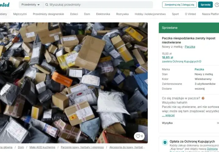 Góra paczek z InPost Vinted, pełna nieotwieranych zwrotów. Niespodzianka dla kupującego!