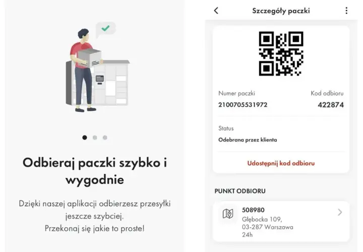 Aplikacja ułatwia odbiór paczek. Zobaczysz tu szczegóły swojej przesyłki, numer paczki i kod odbioru, co ułatwia śledzenie Orlen paczka.