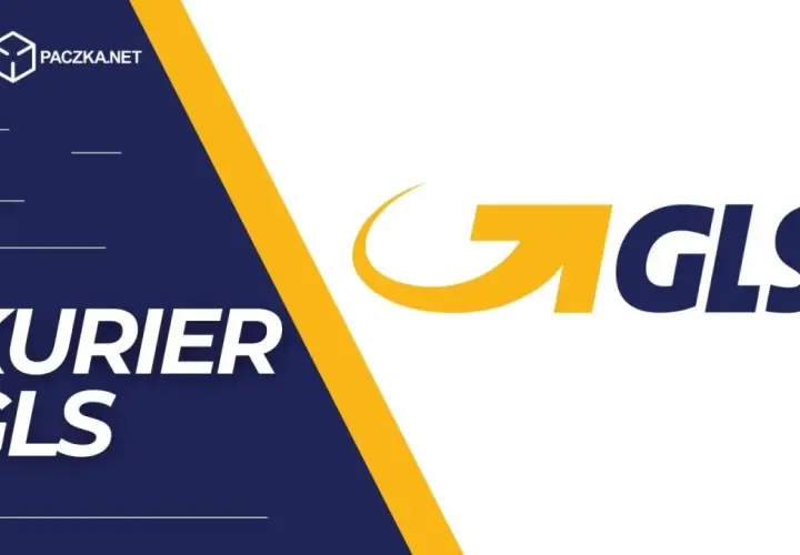 Kurier GLS - szybka paczka. Logo GLS i napis "Tania Paczka.net" na granatowym tle.