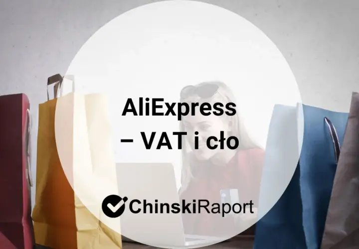 Zakupy na AliExpress: dowiedz się o VAT i opłacie celnej, by uniknąć niespodzianek. Torby na zakupy i kobieta z laptopem.