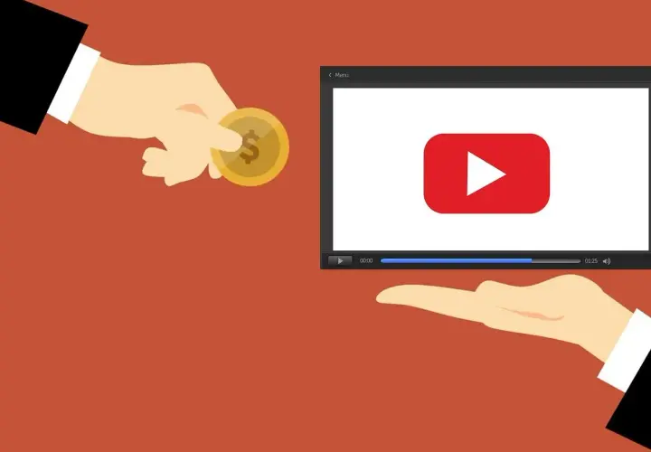 Dostajesz rekompensatę za opóźnienie dostawy w postaci monety, która spada na otwartą dłoń przed ekranem z logo YouTube.