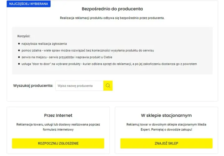 Bezpośrednio do producenta: szybka realizacja reklamacji, pomoc zdalna, serwis na miejscu, usługa "door to door". Wyszukaj producenta Media Expert.