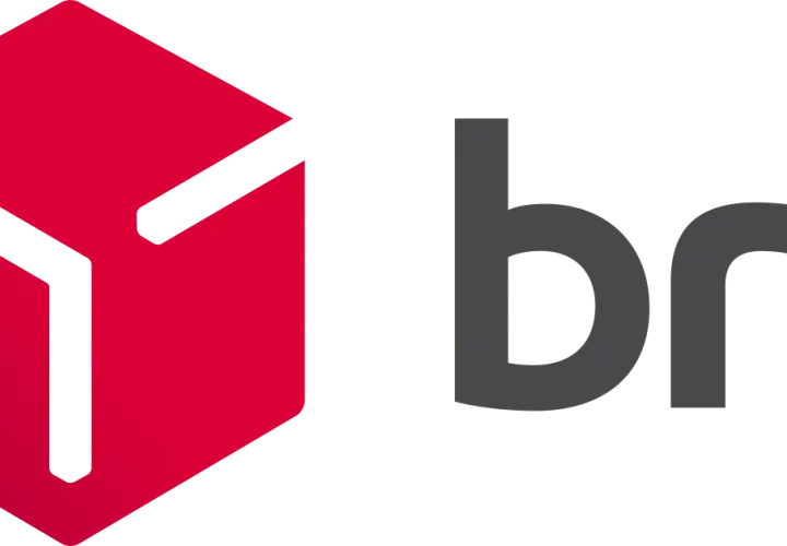 Logo firmy kurierskiej BRT z czerwonym sześcianem i napisem "brt". Ułatwia to bartolini tracking przesyłek.