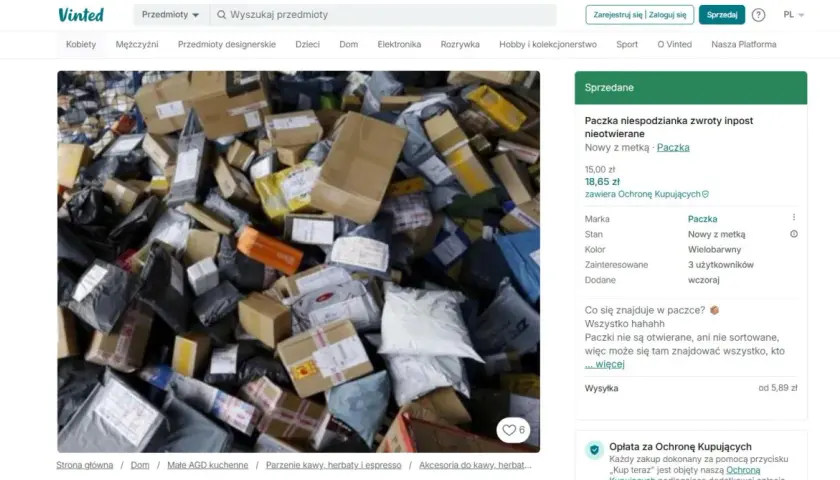 Góra paczek z InPost Vinted, pełna nieotwieranych zwrotów. Niespodzianka dla kupującego!