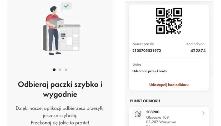Aplikacja ułatwia odbiór paczek. Zobaczysz tu szczegóły swojej przesyłki, numer paczki i kod odbioru, co ułatwia śledzenie Orlen paczka.