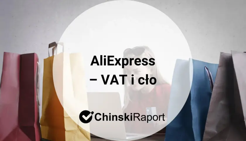Zakupy na AliExpress: dowiedz się o VAT i opłacie celnej, by uniknąć niespodzianek. Torby na zakupy i kobieta z laptopem.