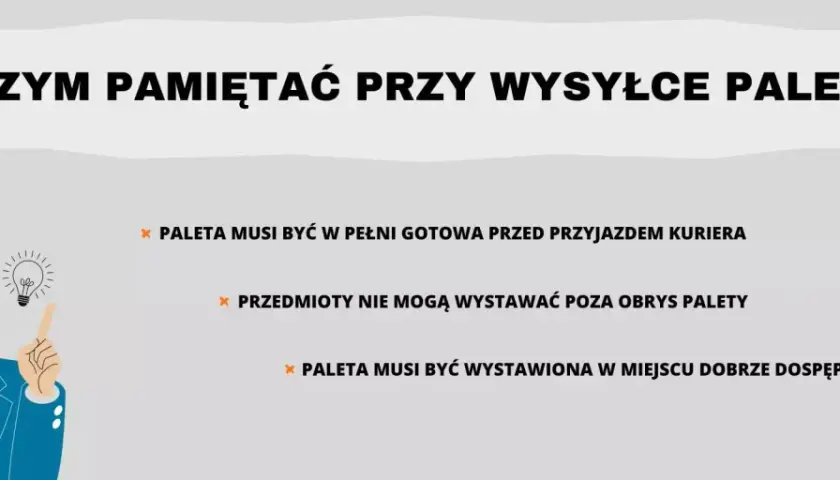Jak wysłać paletę kurierem? Pamiętaj: musi być gotowa, przedmioty w obrysie, a miejsce odbioru dostępne.
