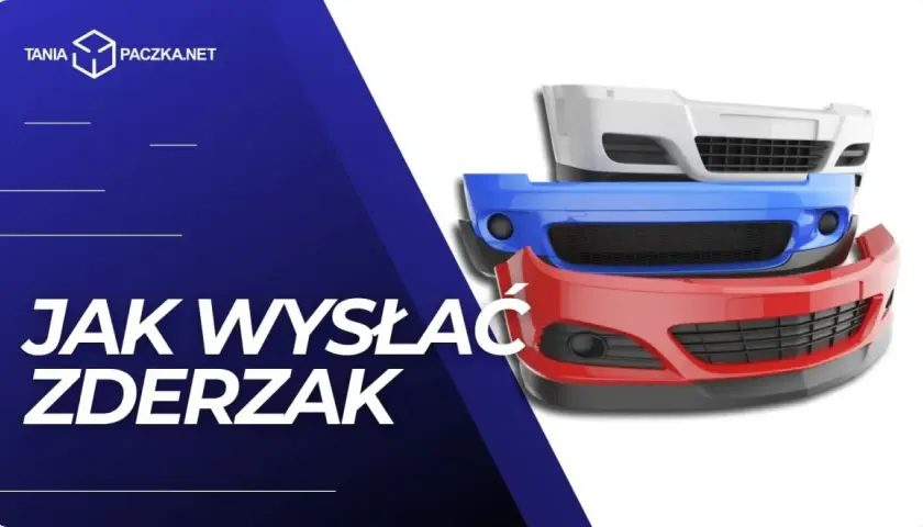 Stos zderzaków samochodowych w kolorach białym, niebieskim i czerwonym. Dowiedz się, czym wysłać zderzak, aby dotarł bezpiecznie.