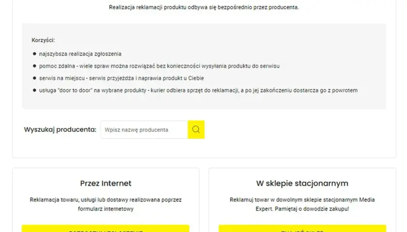 Bezpośrednio do producenta: szybka realizacja reklamacji, pomoc zdalna, serwis na miejscu, usługa "door to door". Wyszukaj producenta Media Expert.