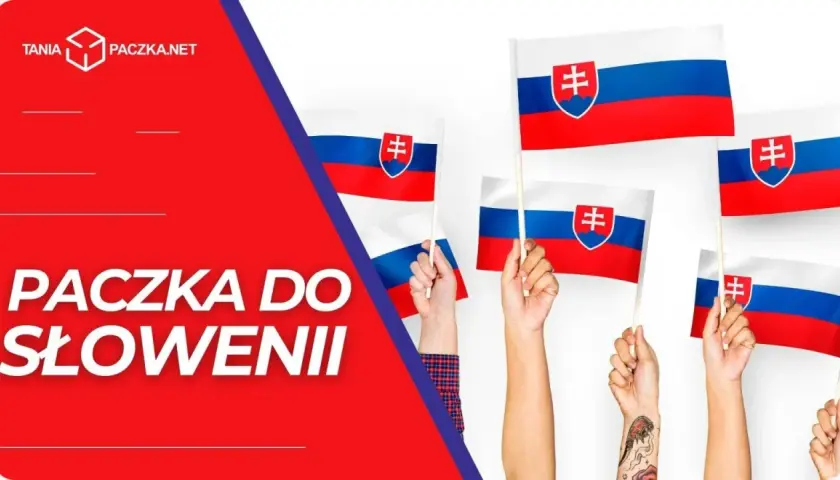 Wiele rąk trzyma flagi Słowacji. "Paczka do Słowenii" – tania wysyłka.