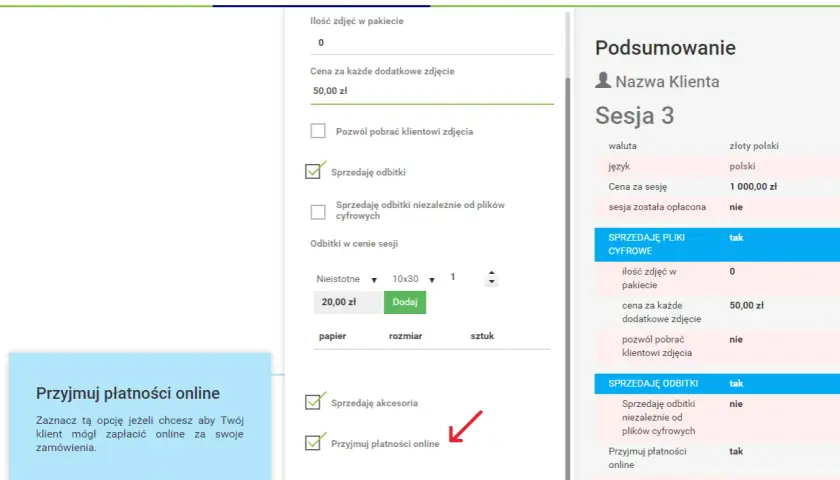 Zaznacz "Przyjmuj płatności online", aby umożliwić klientowi płatność online. To rozwiązanie, jak dotpay co to za płatność, ułatwia transakcje.