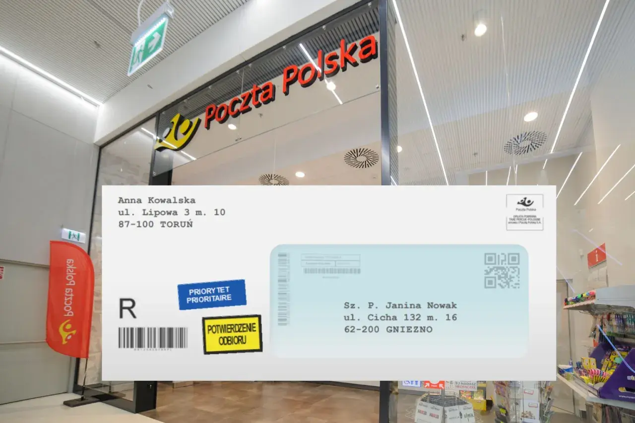 Jak wpisać kod pocztowy na kopercie? Przykład wysyłki listu priorytetowego do Gniezna z potwierdzeniem odbioru.