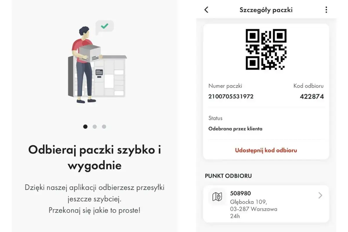 Aplikacja ułatwia odbiór paczek. Zobaczysz tu szczegóły swojej przesyłki, numer paczki i kod odbioru, co ułatwia śledzenie Orlen paczka.