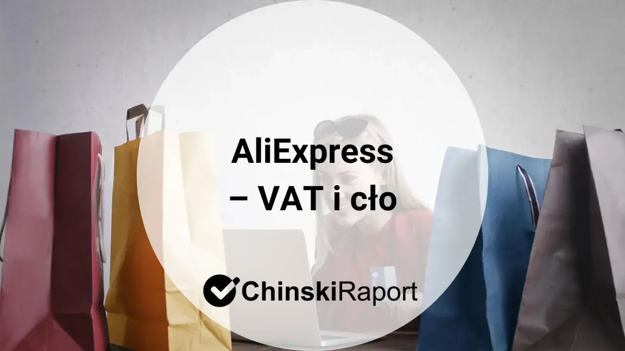 Zakupy na AliExpress: dowiedz się o VAT i opłacie celnej, by uniknąć niespodzianek. Torby na zakupy i kobieta z laptopem.