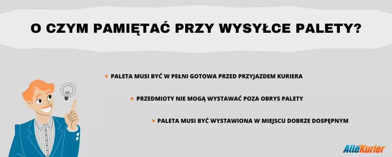Jak wysłać paletę kurierem? Pamiętaj: musi być gotowa, przedmioty w obrysie, a miejsce odbioru dostępne.