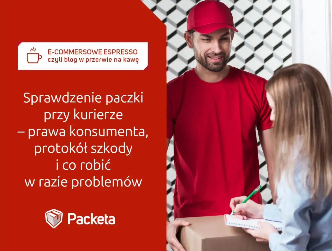 Kurier i klientka przy paczce. Czy kurier ma obowiązek poczekać na sprawdzenie przesyłki? Dowiedz się o prawach konsumenta.