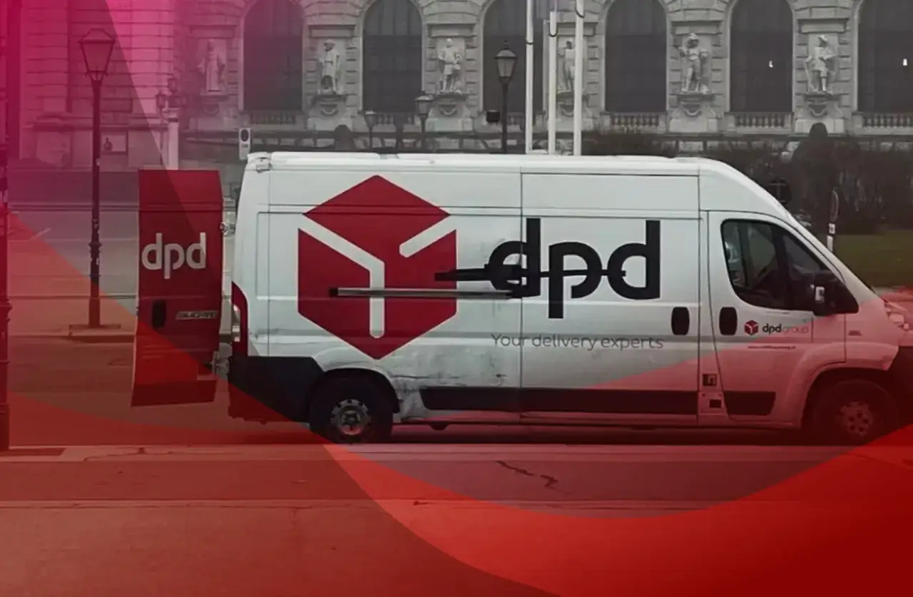 Biała furgonetka DPD z charakterystycznym logo. Chcesz wiedzieć, jak zdobyć numer do kuriera DPD? Sprawdź na stronie!